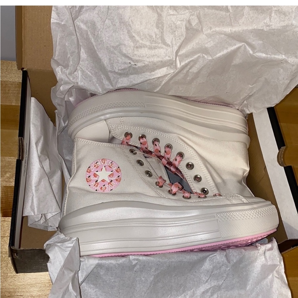 converse egret cream platform sneaker shoe peaches off white new size 10 - Picture 2 of 4
